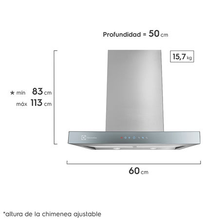 Campana Extractor Electrolux 60ct 60 Cm Acero Inox 370 w Outlet